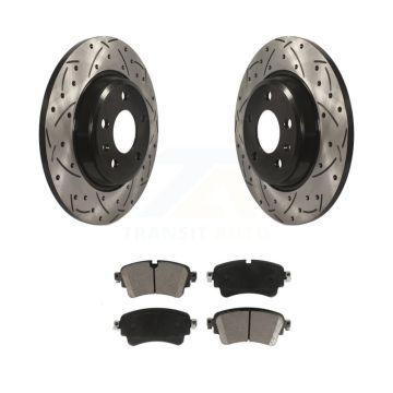 Rear Drilled Slot Disc Brake Rotor & Ceramic Pad Kit For Audi A4 Quattro With Solid KDC-100912