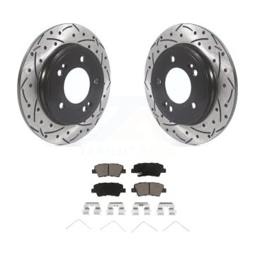 Rear Coat Drill Slot Disc Brake Rotors Ceramic Pad Kit For Hyundai Elantra Kia Niro Ioniq KDC-100913