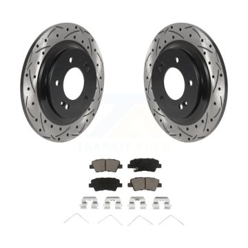 Rear Coated Drilled Slotted Disc Brake Rotor & Ceramic Pad Kit For Hyundai Ioniq Kia Niro KDC-100914