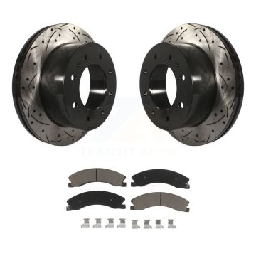 Rear Drilled Slot Brake Rotors Ceramic Pad Kit For GMC Chevrolet Sierra 2500 HD Silverado KDC-100917