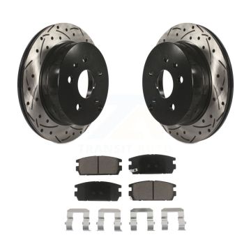 Rear Drilled Slot Brake Rotor Ceramic Pad Kit For 2010-2017 Chevrolet Equinox GMC Terrain KDC-100918