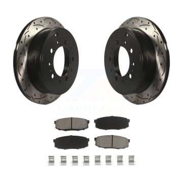 Rear Drilled Slot Brake Rotors Ceramic Pad Kit For Toyota Tundra Sequoia Lexus LX570 Land KDC-100922
