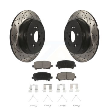 Rear Drilled Slot Disc Brake Rotors Ceramic Pad Kit For Honda Odyssey Pilot Acura MDX ZDX KDC-100926