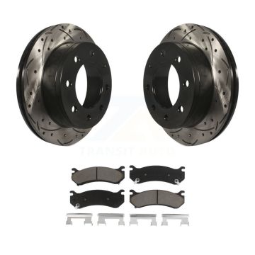 Rear Drill Slot Brake Rotor Ceramic Pad Kit For Chevrolet GMC Sierra 2500 HD Silverado H2 KDC-100927