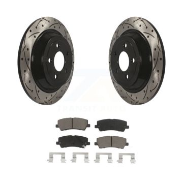 Rear Coated Drilled Slotted Disc Brake Rotors And Ceramic Pads Kit For Ford Mustang KDC-100928