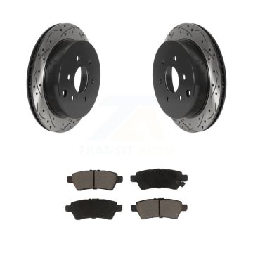 Rear Coated Drilled Slotted Disc Brake Rotors Ceramic Pad Kit For 2006-2007 Nissan Xterra KDC-100931
