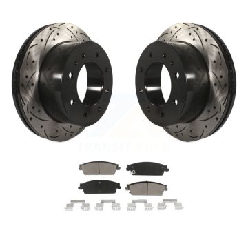 Rear Drill Slot Disc Brake Rotor Ceramic Pad Kit For 2011 Chevrolet Silverado 1500 Hybrid KDC-100933