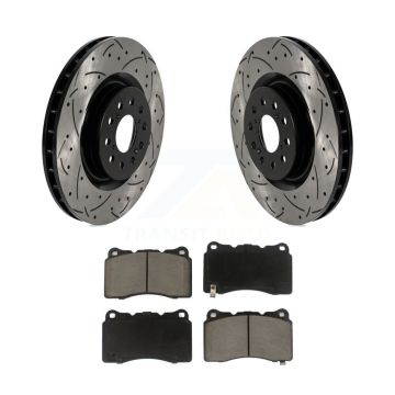 Front Coated Drill Slot Disc Brake Rotor Ceramic Pad Kit For 2017-2020 Honda Civic Type R KDC-100935