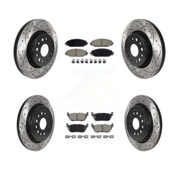 Front Rear Coated Drilled Slotted Disc Brake Rotors And Ceramic Pads Kit For Ram 1500 KDC-100939