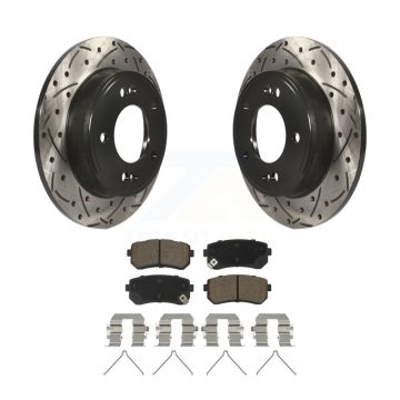 Rear Coated Drilled Slotted Disc Brake Rotors Ceramic Pad Kit For Hyundai Kona Kia Seltos KDC-100945