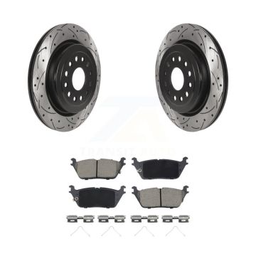 Rear Coated Drilled Slotted Disc Brake Rotors And Ceramic Pads Kit For Ram 1500 KDC-100946