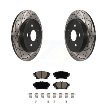 Rear Coated Drilled Slotted Disc Brake Rotor Ceramic Pad Kit For 2019 Toyota Corolla 1.8L KDC-100949