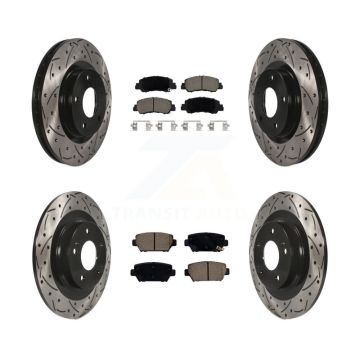 Front Rear Coat Drill Slot Disc Brake Rotors Ceramic Pad Kit For Mitsubishi Eclipse Cross KDC-100956