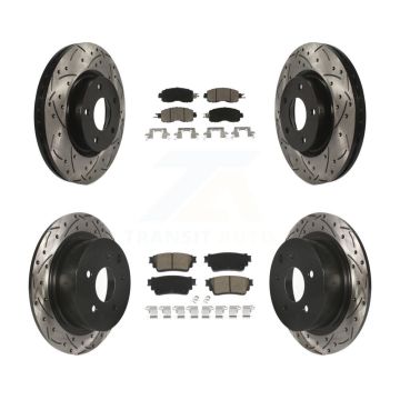 Front Rear Drilled Slot Disc Brake Rotors Ceramic Pad Kit For 2019-2020 Nissan Altima AWD KDC-100958