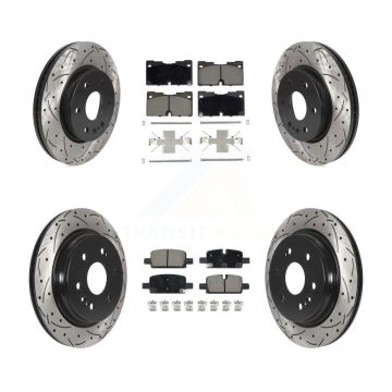 Front Rear Drill Slot Brake Rotor Ceramic Pad Kit For Chevrolet GMC Silverado 1500 Sierra KDC-100959