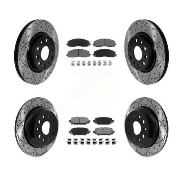 Front Rear Drill Slot Disc Brake Rotors Ceramic Pad Kit For 2018-2020 Jeep Wrangler Sport KDC-100961