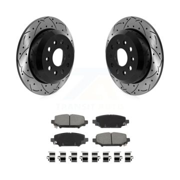 Rear Coated Drill Slot Disc Brake Rotor Ceramic Pad Kit For 2018-2020 Jeep Wrangler Sport KDC-100965