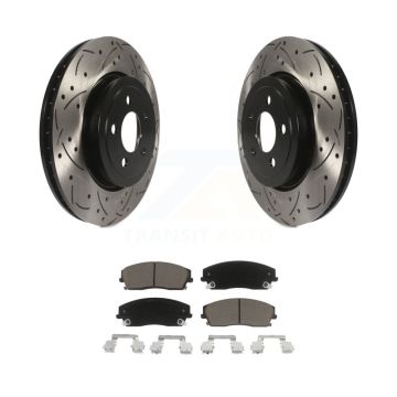 Front Drilled Slot Brake Rotors Ceramic Pad Kit For 2015-2018 Dodge Charger RWD with 3.6L KDC-100966