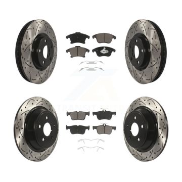 Front Rear Drilled Slot Brake Rotors Ceramic Pad Kit For Ford Police Responder Hybrid SSV KDC-100967