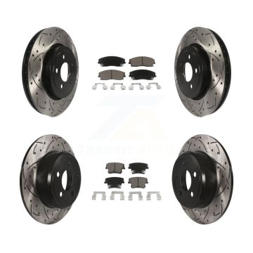 Front Rear Drilled Slot Brake Rotor Ceramic Pad Kit For 15-18 Dodge Charger RWD with 3.6L KDC-100968