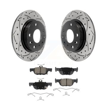 Rear Coated Drilled Slotted Disc Brake Rotors And Ceramic Pad Kit For Mazda 3 CX-30 Sport KDC-100971