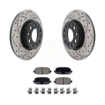 Rear Coated Drilled Slotted Disc Brake Rotors And Ceramic Pads Kit For Jeep Compass KDC-100973