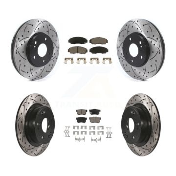 Front Rear Coated Drilled Slotted Disc Brake Rotors And Ceramic Pads Kit For Honda Accord KDC-100975