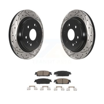 Rear Drilled Slot Brake Rotors Ceramic Pad Kit For Chevrolet Silverado 1500 LD GMC Sierra KDC-100979