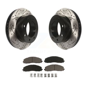 Front Coat Drill Slot Disc Brake Rotor Ceramic Pad Kit For 2013 Ford F-250 Super Duty 4WD KDC-100980