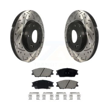 Front Coated Drilled Slotted Disc Brake Rotors Ceramic Pad Kit For Hyundai Venue Kia Soul KDC-100984