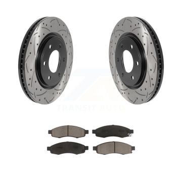 Front Coated Drill Slot Disc Brake Rotor Ceramic Pad Kit For 2007 Nissan TITAN From 04 07 KDC-100989