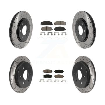 Front Rear Drill Slot Disc Brake Rotor Ceramic Pad Kit For Nissan Armada With Solid KDC-100990