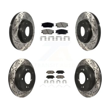 Front Rear Coated Drill Slot Disc Brake Rotors Ceramic Pad Kit For Hyundai Venue Kia Soul KDC-100992