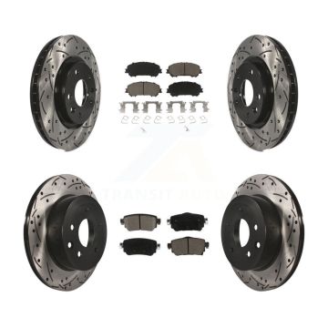 Front Rear Coat Drill Slot Disc Brake Rotor Ceramic Pad Kit For 2019 Nissan Rogue Sport S KDC-100993