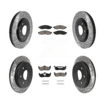Front Rear Drilled Slot Disc Brake Rotor Ceramic Pad Kit For 2007 Nissan TITAN From 04 07 KDC-100995