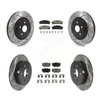 Front Rear Coated Drilled Slot Disc Brake Rotor Ceramic Pad Kit For 2022 Toyota Camry TRD KDC-100996