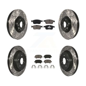 Front Rear Coated Drilled Slotted Disc Brake Rotors And Ceramic Pads Kit For Volvo XC60 KDC-100997