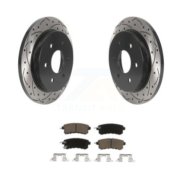 Rear Drill Slot Brake Rotors Ceramic Pad Kit For 2017-2019 Nissan Armada With Solid Rotor KDC-101002