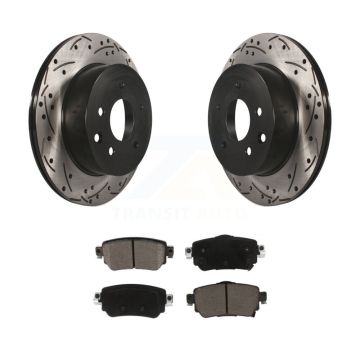 Rear Coated Drilled Slot Disc Brake Rotor & Ceramic Pad Kit For 2019 Nissan Rogue Sport S KDC-101003