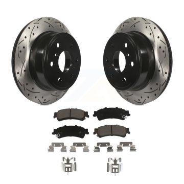 Rear Coated Drilled Slotted Disc Brake Rotors Ceramic Pad Kit For GMC Sierra 1500 Classic KDC-101008