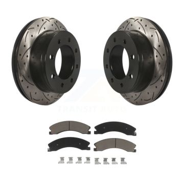 Rear Coated Drilled Slotted Disc Brake Rotor & Ceramic Pad Kit For Chevrolet Express 4500 KDC-101010