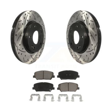 Front Drill Slot Brake Rotors Ceramic Pad Kit For Kia Forte LX Without 15" Factory Wheels KDC-101014