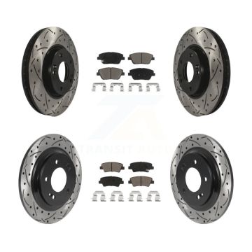 Front Rear Coated Drilled Slotted Disc Brake Rotor And Ceramic Pad Kit For Hyundai Sonata KDC-101015