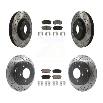 Front Rear Coated Drilled Slotted Disc Brake Rotor And Ceramic Pad Kit For Hyundai Sonata KDC-101018