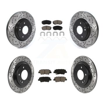 Front Rear Coated Drilled Slotted Disc Brake Rotor Ceramic Pad Kit For Hyundai Elantra GT KDC-101021
