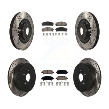 Front Rear Coated Drilled Slotted Disc Brake Rotors Ceramic Pad Kit For Toyota Highlander KDC-101029
