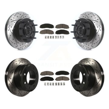 Front Rear Drilled Slot Disc Brake Rotors Ceramic Pad Kit For Ford F-350 Super Duty F-250 KDC-101035