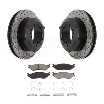 Front Drilled Slot Brake Rotor Ceramic Pad Kit For International TerraStar IC Corporation KDC-101047