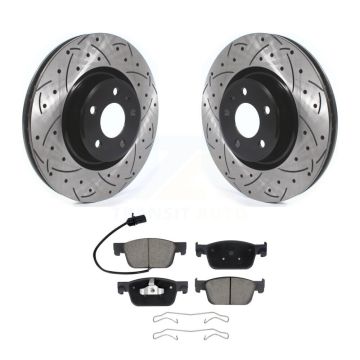 Front Coated Drilled Slotted Disc Brake Rotors And Ceramic Pads Kit For Audi A4 Quattro KDC-101048