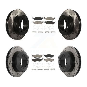 Front Rear Drilled Slot Brake Rotor Ceramic Pad Kit For Ford F-450 Super Duty F-550 CF500 KDC-101050